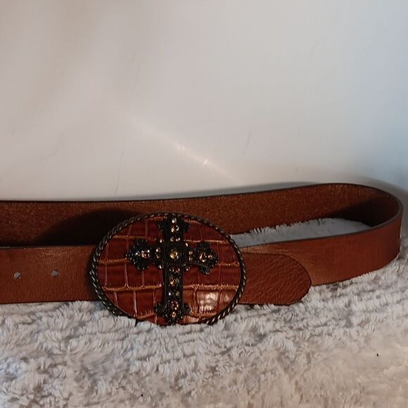 Brown Leather Women\'s Western Belt & Buckle